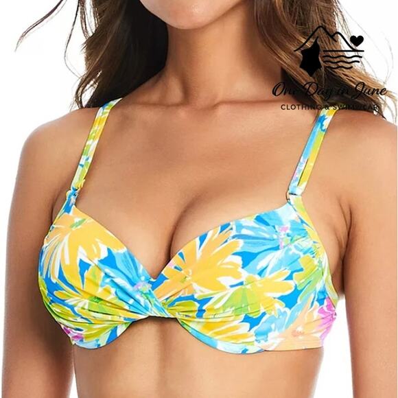 Bleu Rod Beattie Floral Molded Cup Bikini Top Size 6 - Picture 1 of 5